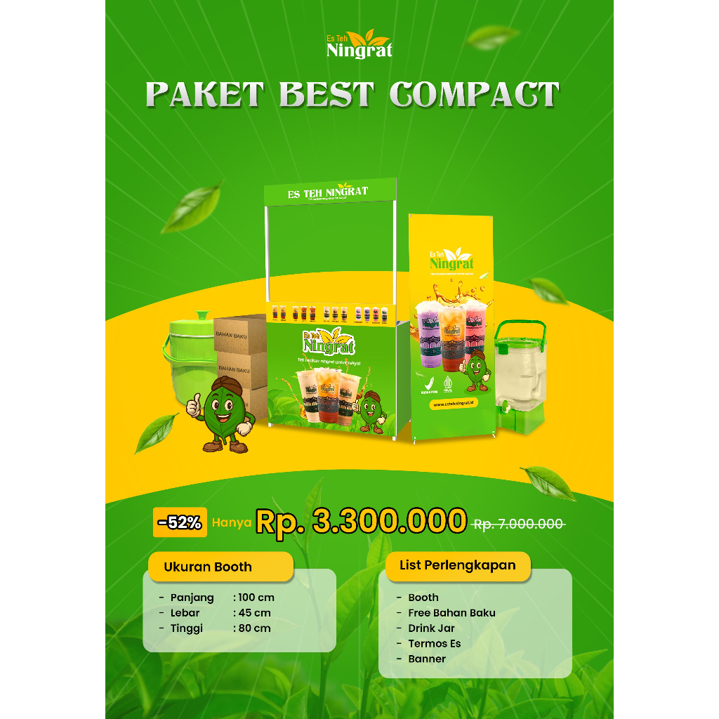 

Paket Usaha Es Teh Best Compact Ningrat Perlengkapan Franchise + Bahan Baku