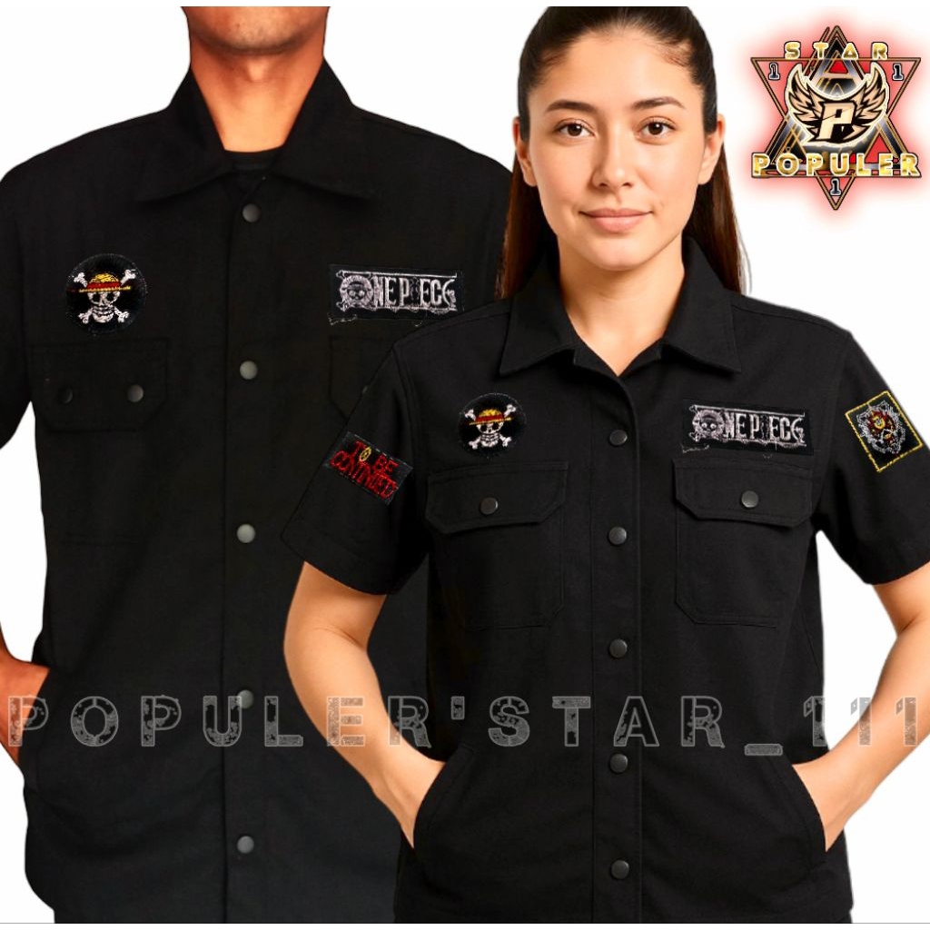 Populer'star_111 Workshirt Semi Parka 6 Saku Tangan Pendek Bordir VESPA/Onepice/Maternal/A7X