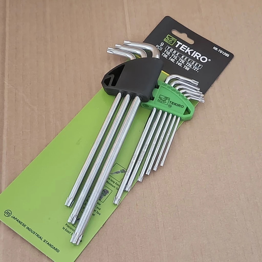 TEKIRO Kunci L Bintang Biasa Kombinasi Set 9 pcs / Kunci L Set Torx 9 PCS Merek ELLKA