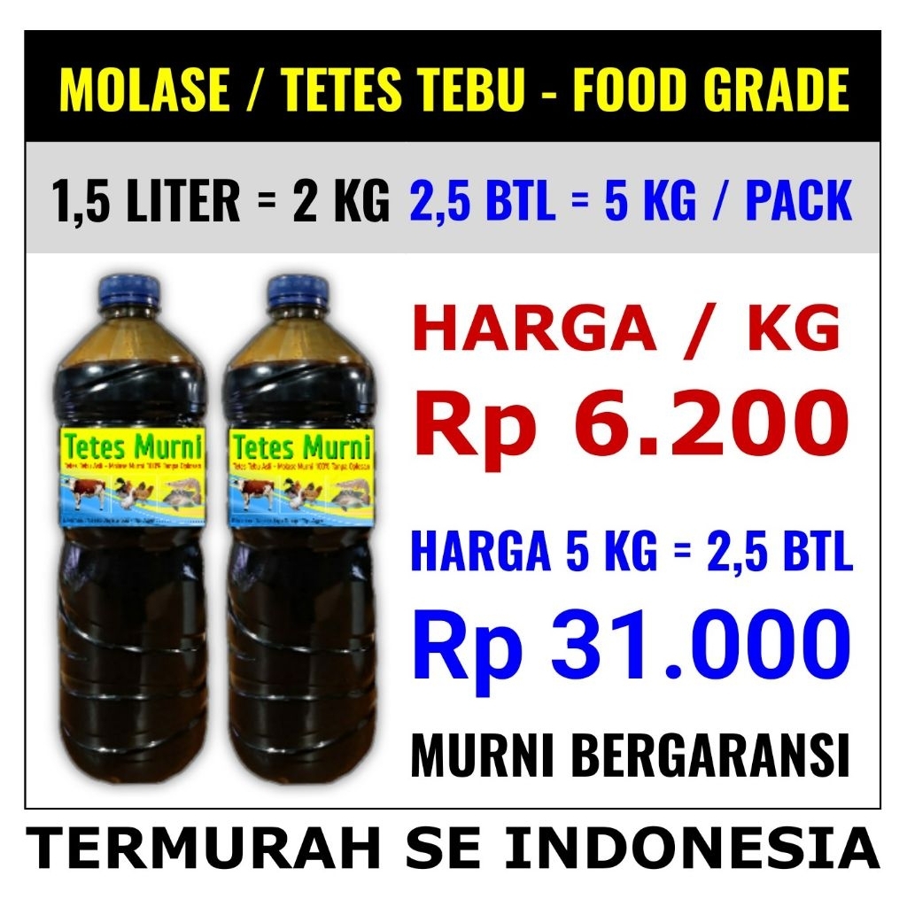 

Harga Per 5 Kg Molasses Food Grade | Tetes Tebu | Molases | Molase Asli Murni 100% Tanpa Oplosan - BERGARANSI