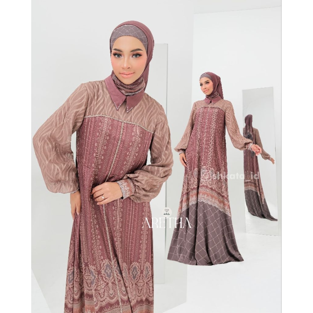 ARETHA DRESS BY SHKATA✔️dress ori Shkata, gamis ori, gamis cantikk