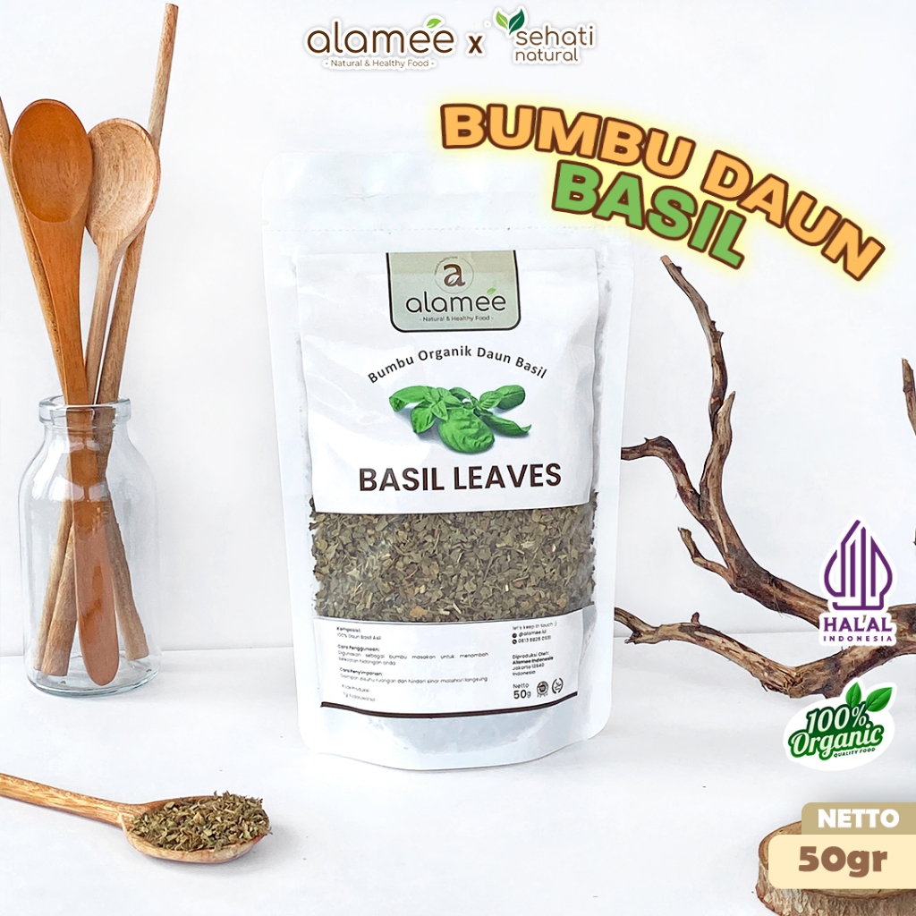 

ALAMEE Daun Basil Kering Bumbu Masak Kering Dapur Dried Leaf Murni Asli Masakan Instan Organik 50gr