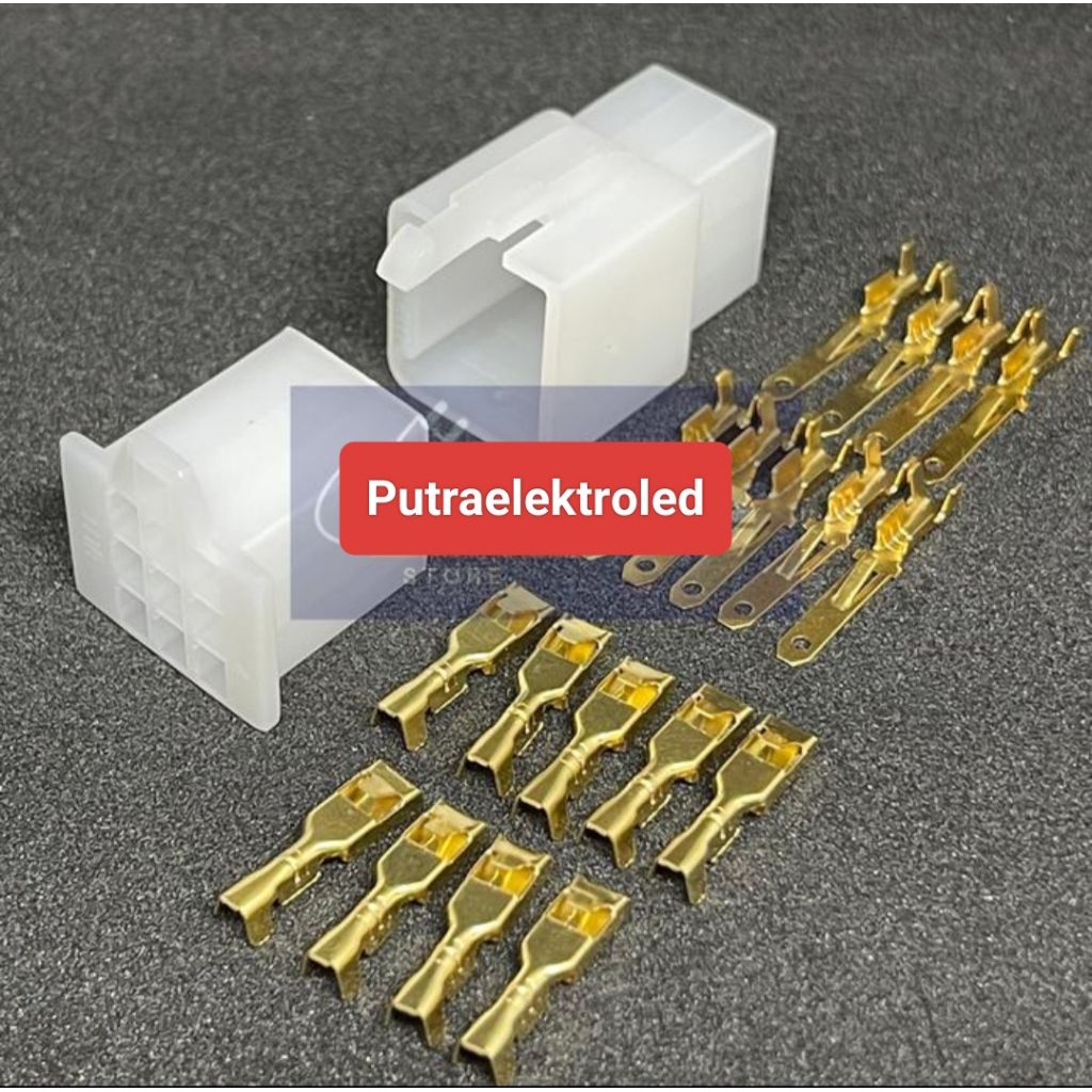 Soket Motor 9pin Kecil + Sekun isi 10sett / Soket Kabel Motor 9pin Kecil