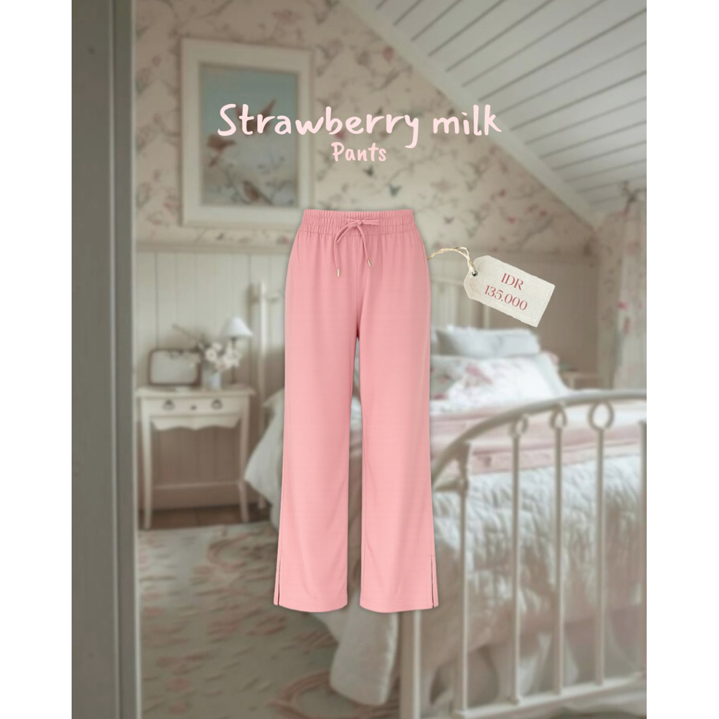 strawberry milk pants|celana pink nitto|celana kulot leggings pink|celana tali adjustable|celana kul