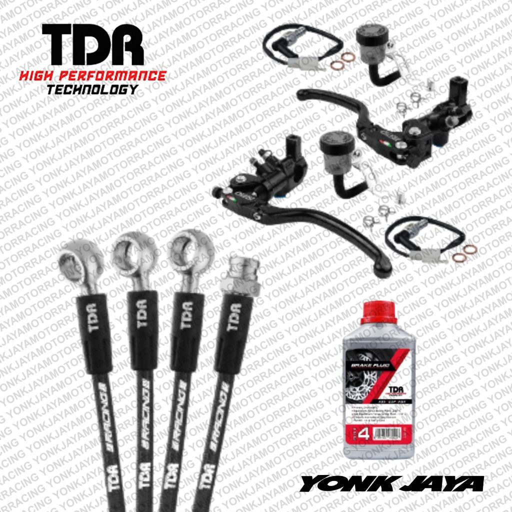 PAKET MASTER REM RPD 17/16 + SELANG REM TDR TEFLOMAX XMAX CALIPER ATAS BLACK CARBON + MINYAK REM TDR