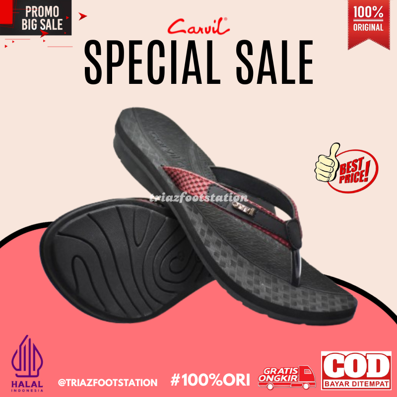 Carvil Sandal Wanita RENATA - L Sendal Jepit Flat Teplek Murah | 100% Original Carvil