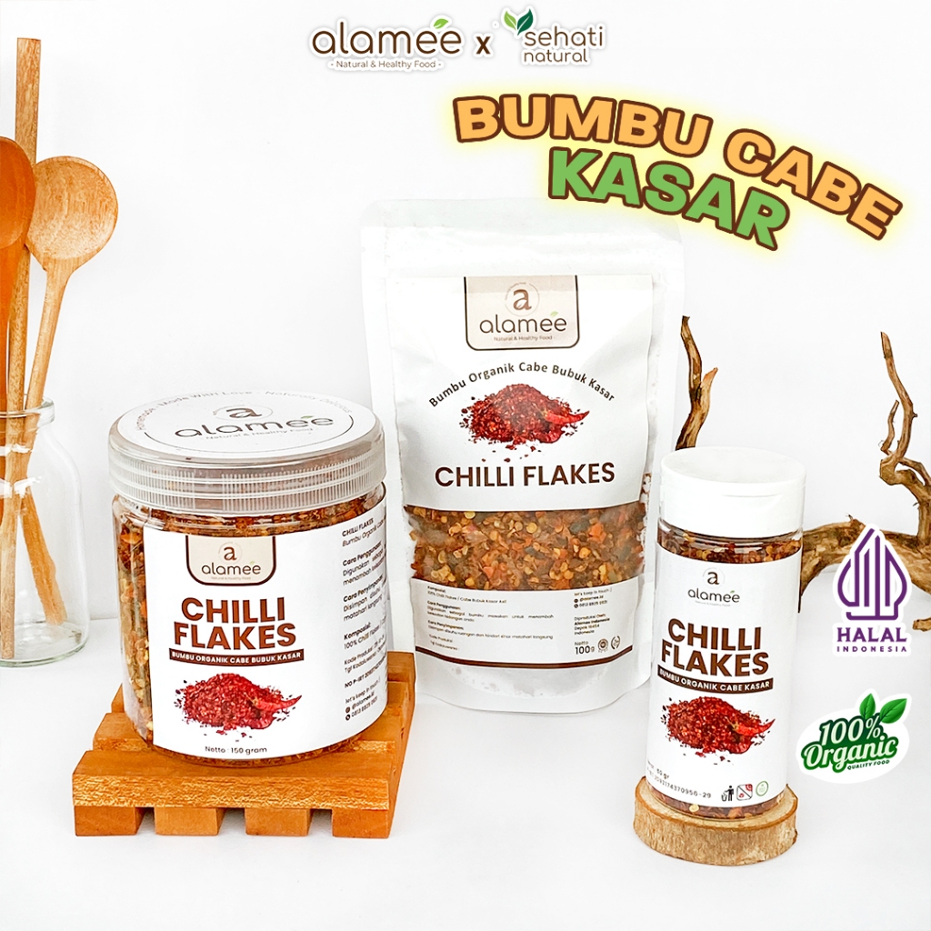 

ALAMEE Cabe Bubuk Kasar Chili Flakes Cabai Bumbu Organik Rimpang Rempah Murni Tanpa Campuran 50g
