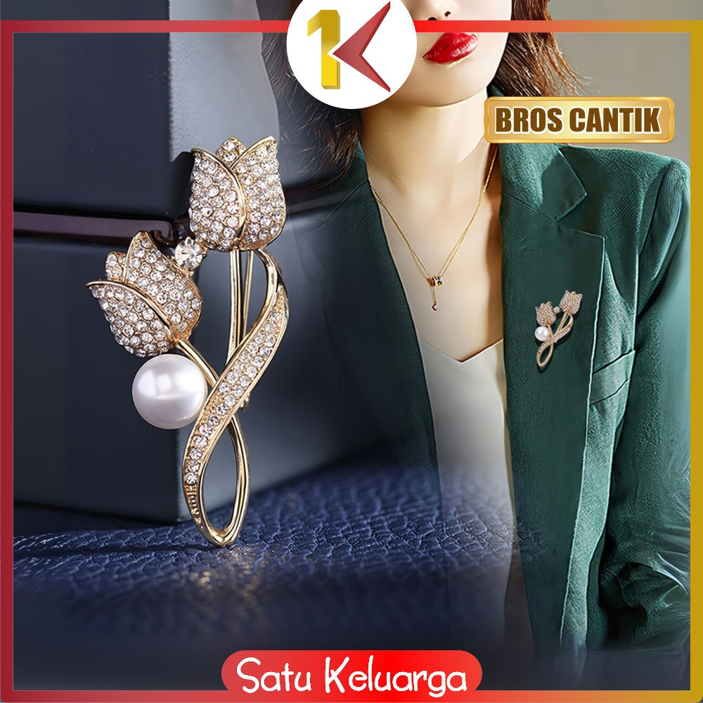 SK-C1325 Bros Cantik Elegan Motif Bunga Tulip Bros Jilbab Aksesoris Wanita Pria / Pin Baju Bros Jas 