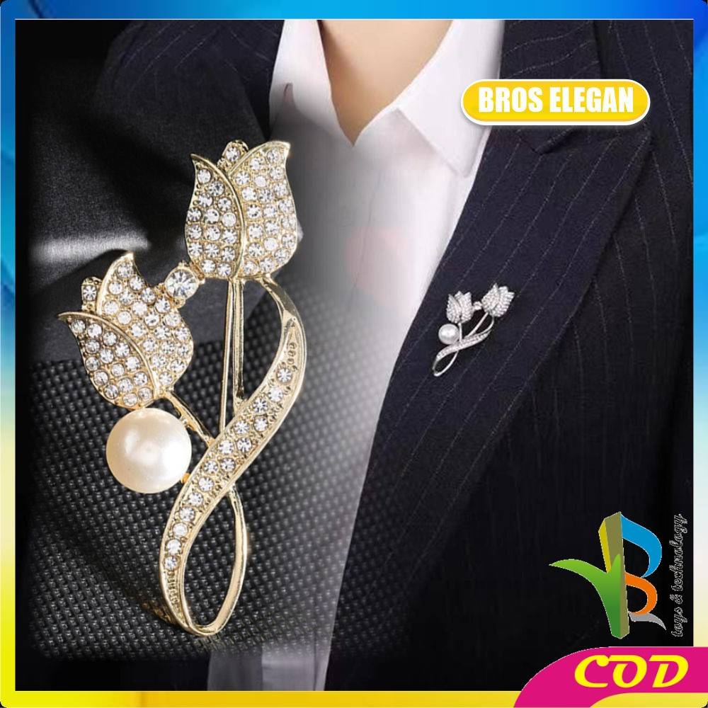 RB-C1325 Bros Cantik Elegan Motif Bunga Tulip Bros Jilbab Aksesoris Wanita Pria / Pin Baju Bros Jas 