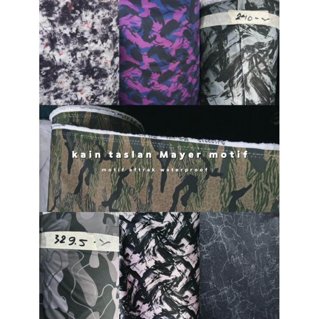 Taslan Mayer motif aftrak roleng camo kain tbal waterproof