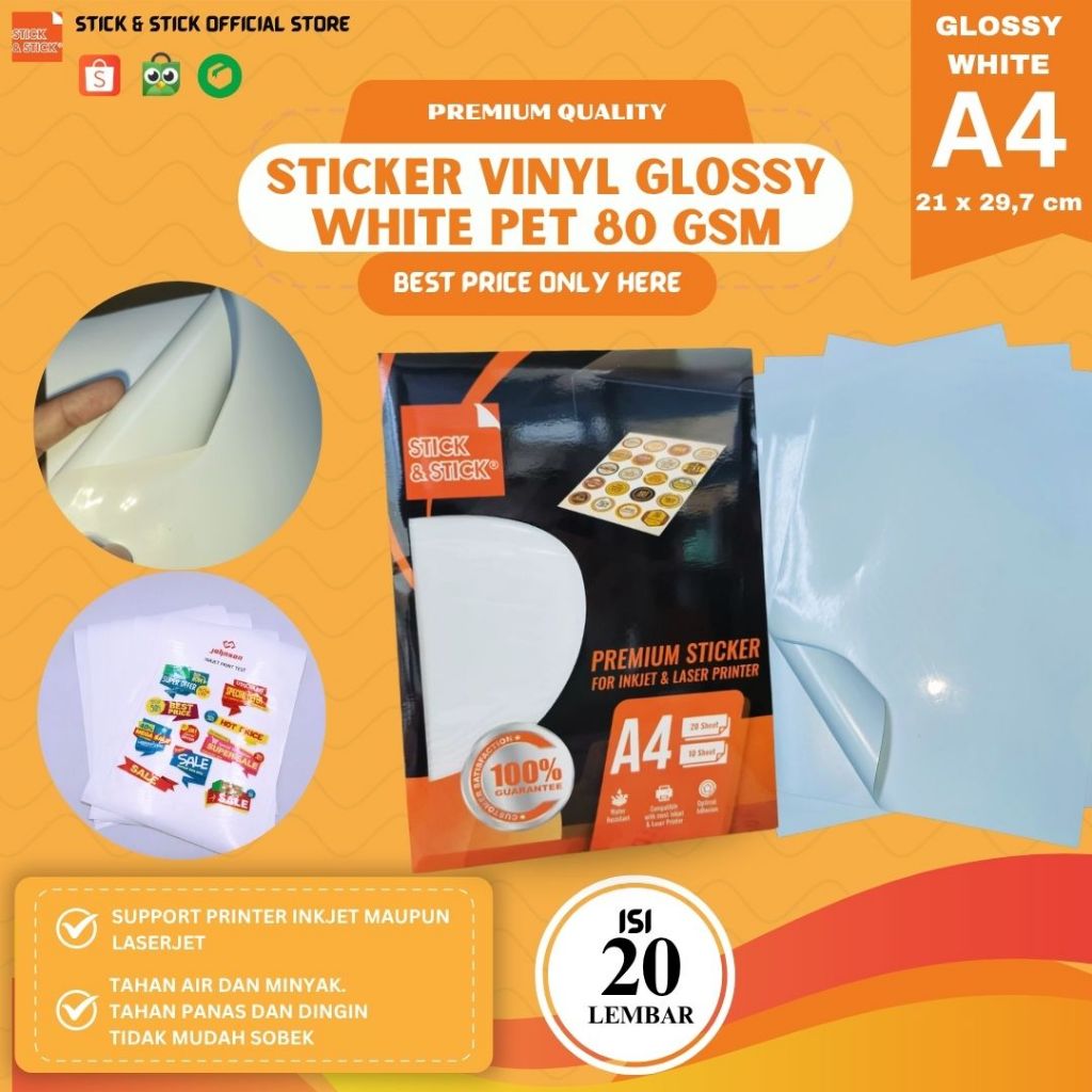 

Bergesan.mandala - Sticker Vinyl Gloss White PET A4 80gsm Isi 20 Lembar Anti Air Inkjet Printer