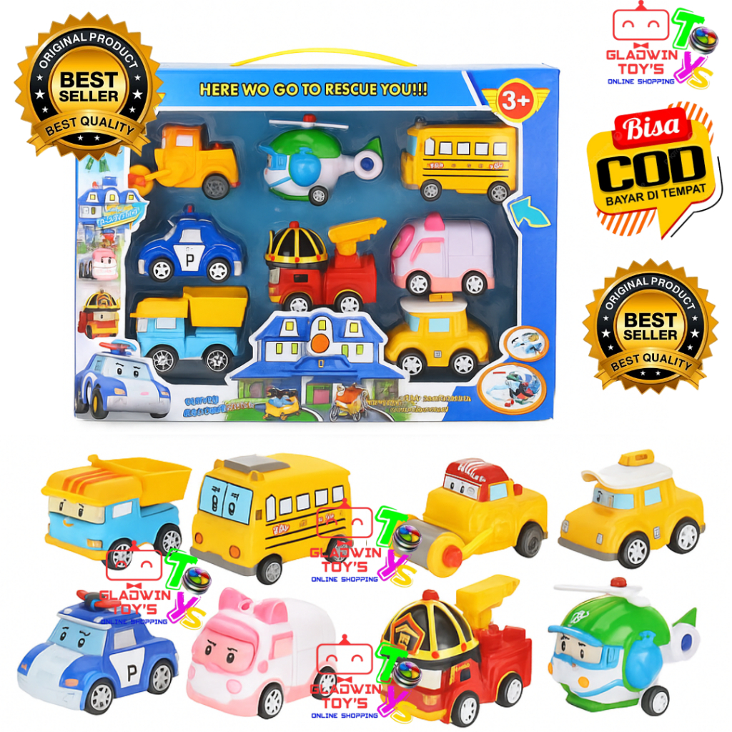 MAINAN MOBIL POLISI ISI 8 PCS ROBOT CAR