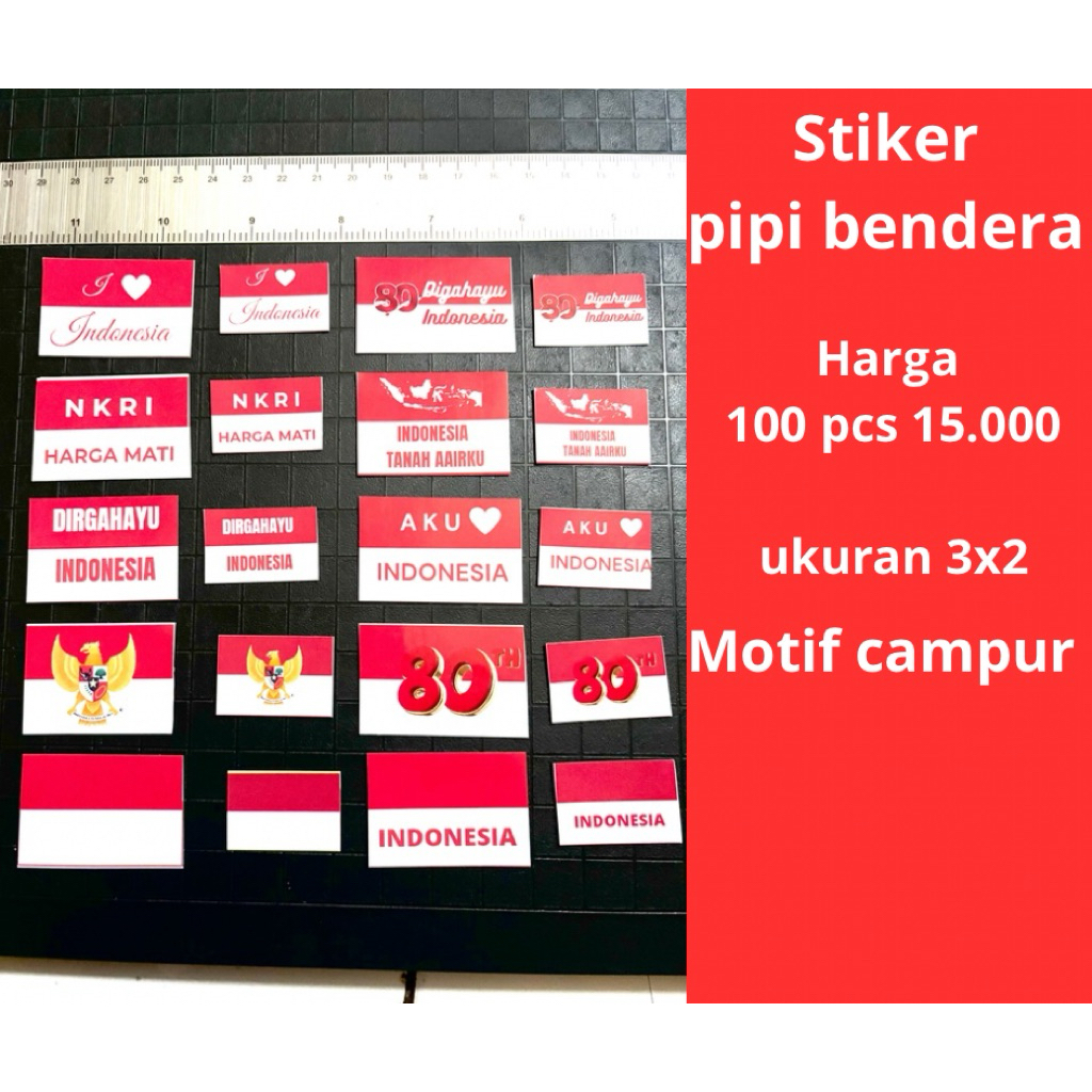 stiker pipi merah putih , stiker pipi bendera