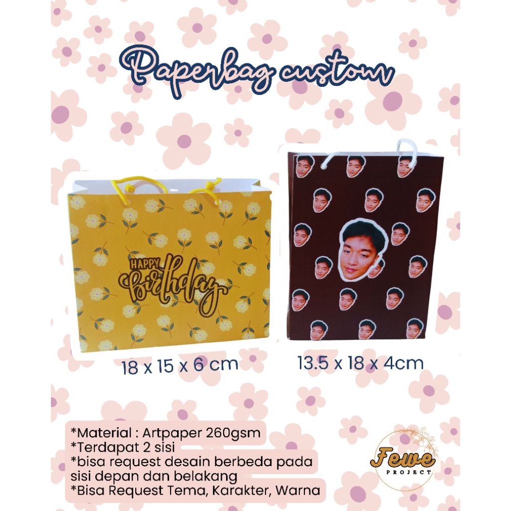 

[Fewe] Paperbag Custom wajah/ custom karakter untuk birthday wedding graduation