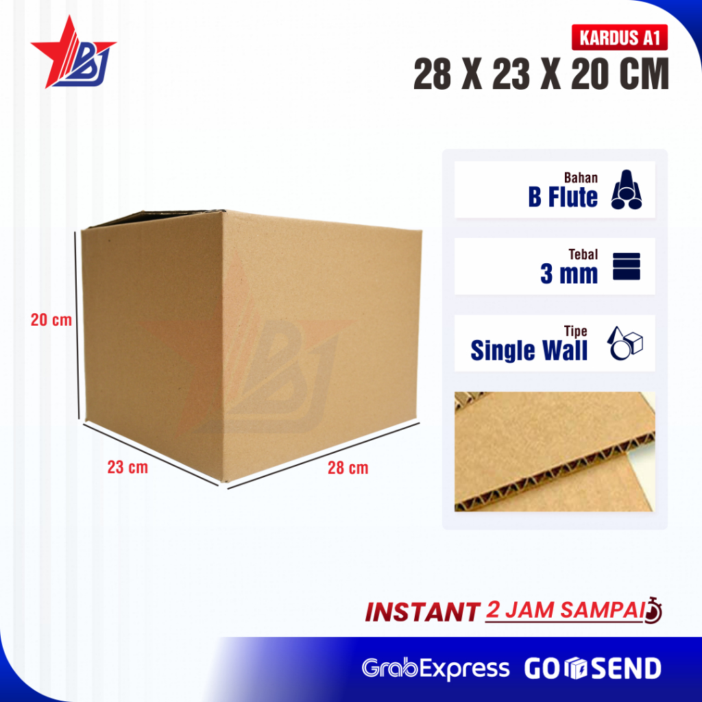 

Kardus Packing Baru 28x23x20 cm Polos Tebal BFlute Parcel Helm Sembako Kopi (Kardus 28 x 23 x 20 cm)
