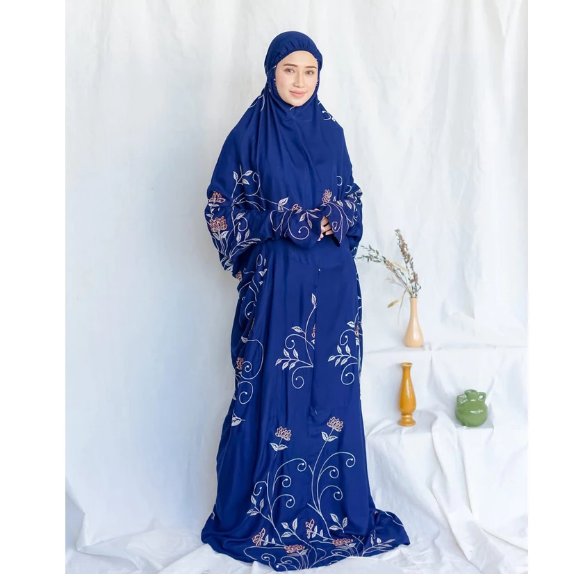 Mukena Dewasa Bahan Adem terusan dewasa bordir bunga Andin