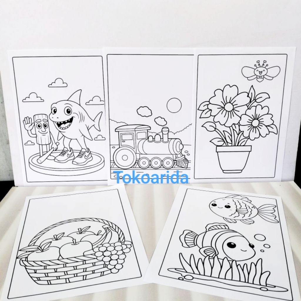 

Kertas Mewarnai Anak/Coloring/ Sketsa Ukuran A5 - 1 pack isi (10 pcs) Tema Anomali/Hewan/Buah/Bunga/Kendaraan