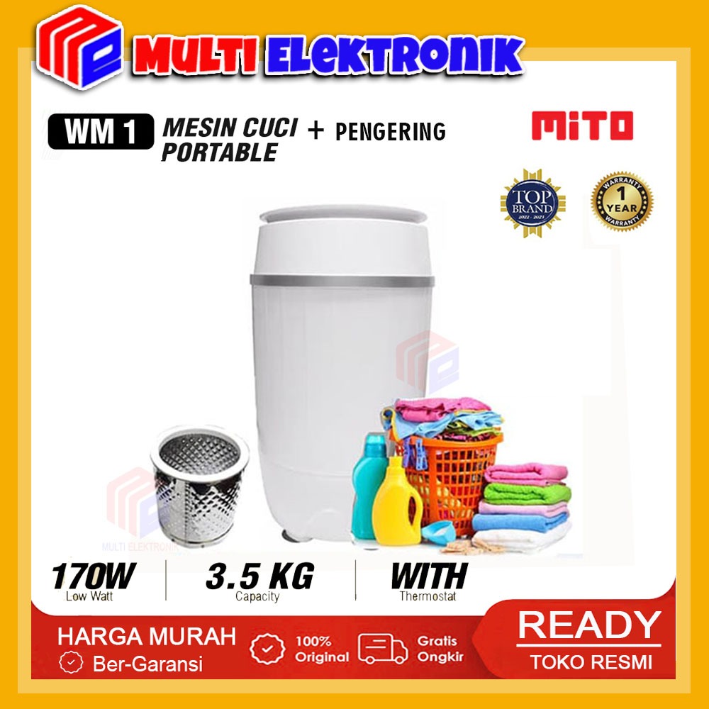 Mito Mesin Cuci Portable WM1 - Mesin Cuci Mini Portable 3,5 KG