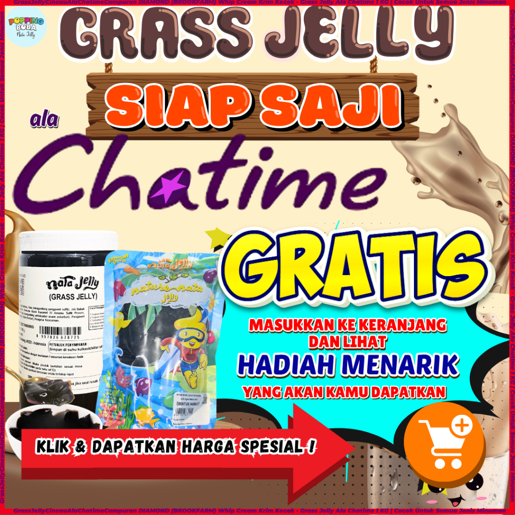 

GrassJellyCincauAlaChatimeCampuran DIAMOND (BROOKFARM) Whip Cream Krim Kocok - Grass Jelly Ala Chatime 1 KG | Cocok Untuk Semua Jenis Minuman