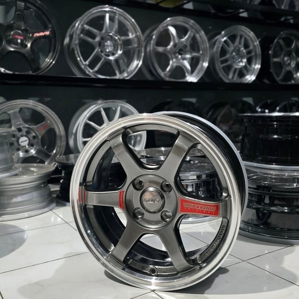 Velg Mobil R15 Te37 SL, Warna Hyper Black Lip Polish, Pcd 4x100