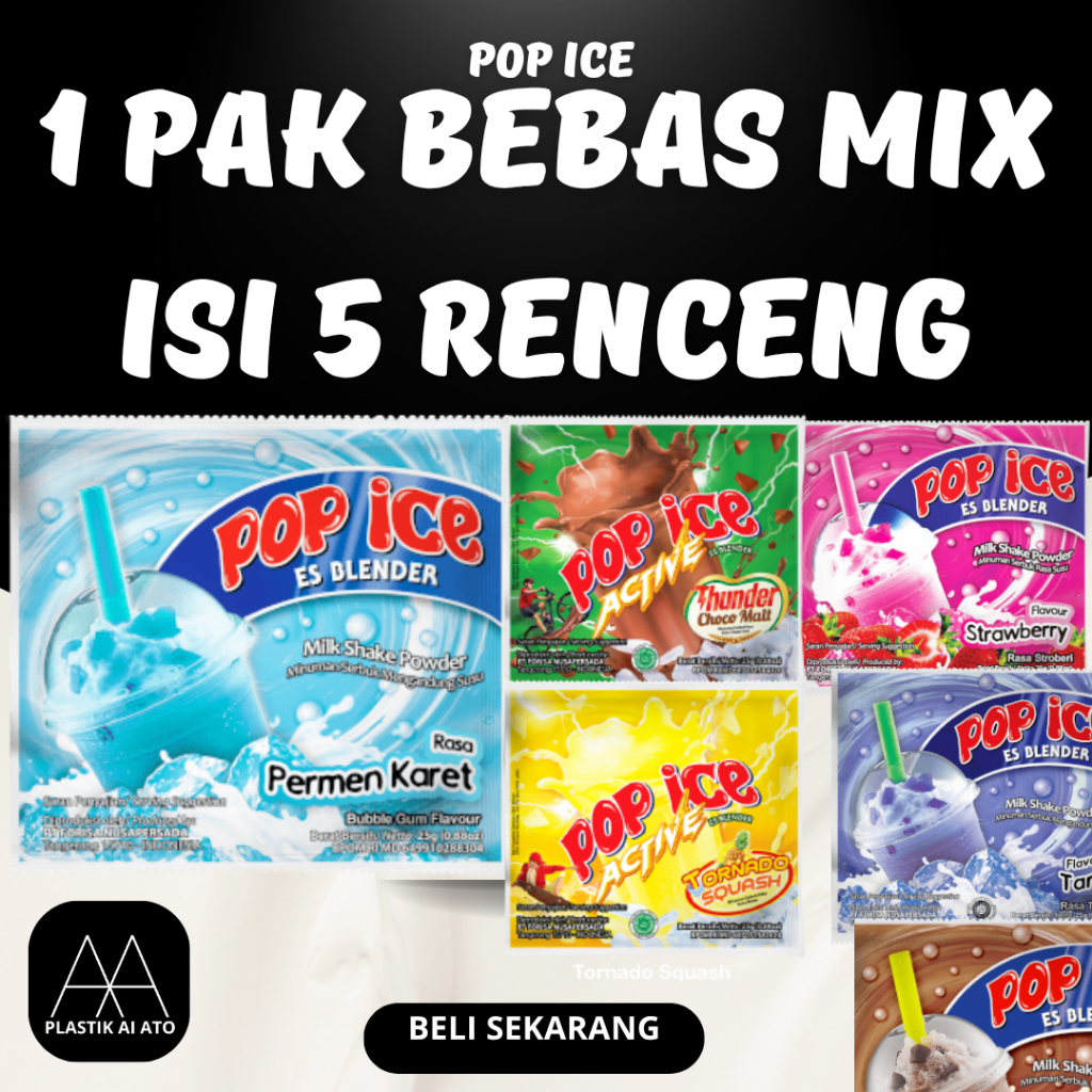 

POP ICE 1 PAK ISI 5 RENCENG BEBAS SEMUA VARIAN MIX HARGA LEBIH MURAH - minuman warung- 10 x 25g