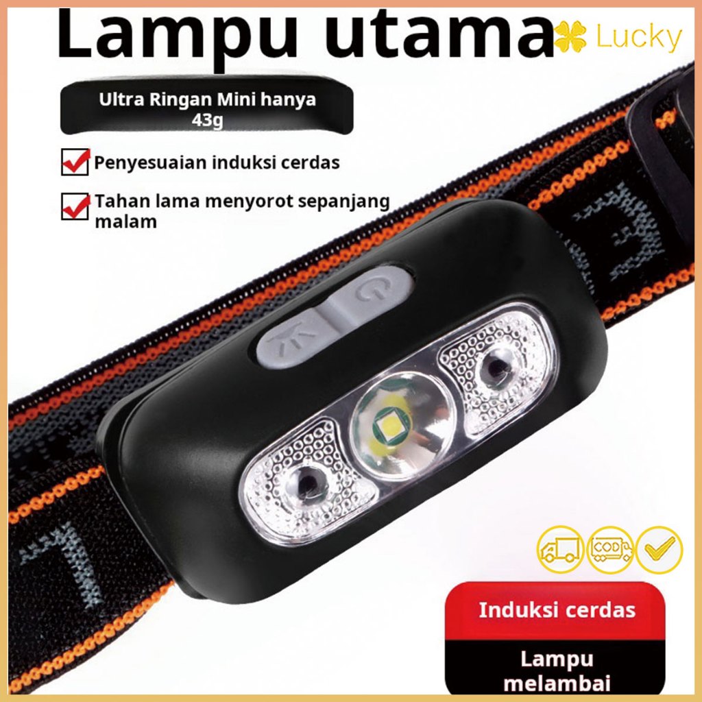 Lampu depan sensor ultra-terang untuk memancing malam, model isi ulang, pencahayaan jarak jauh yang 
