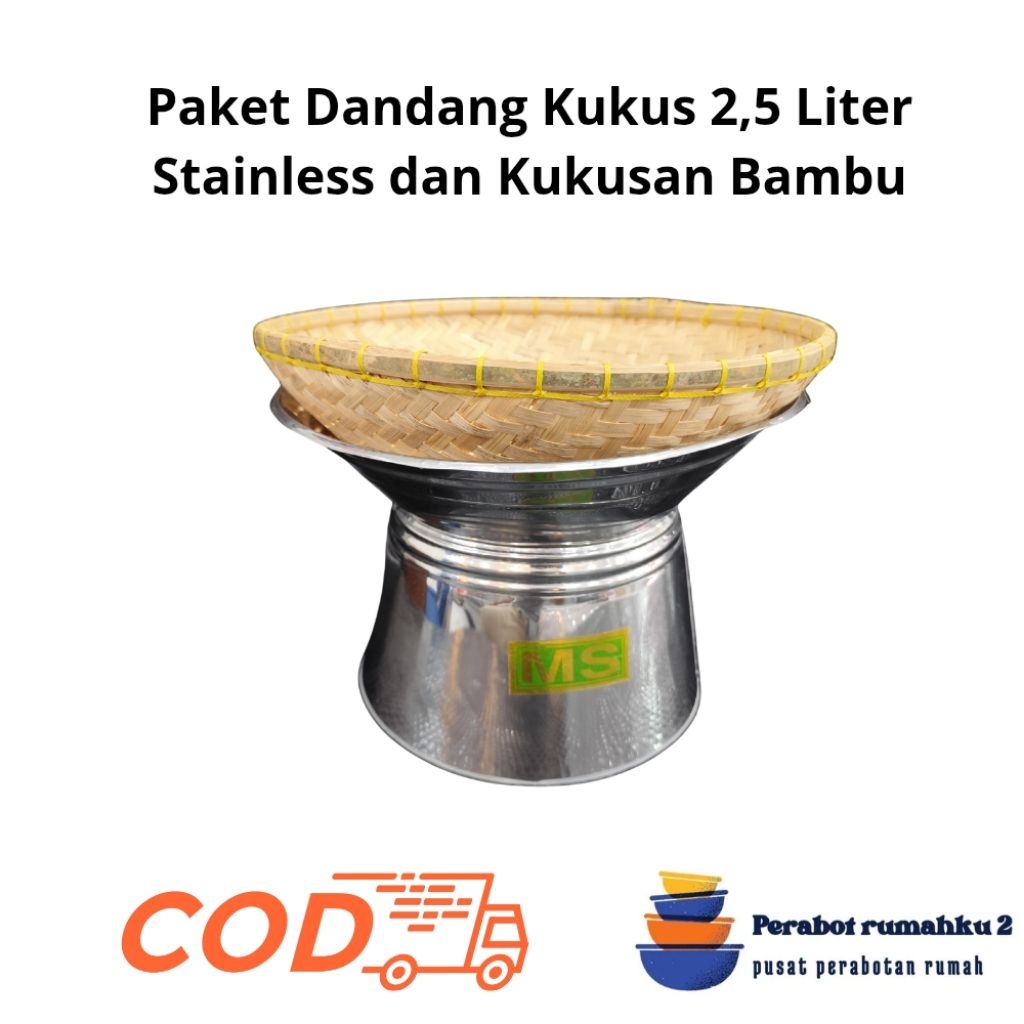 DANDANG / SEENG KUKUS PENDEK STAINLESS STEEL & KUKUSAN BAMBU