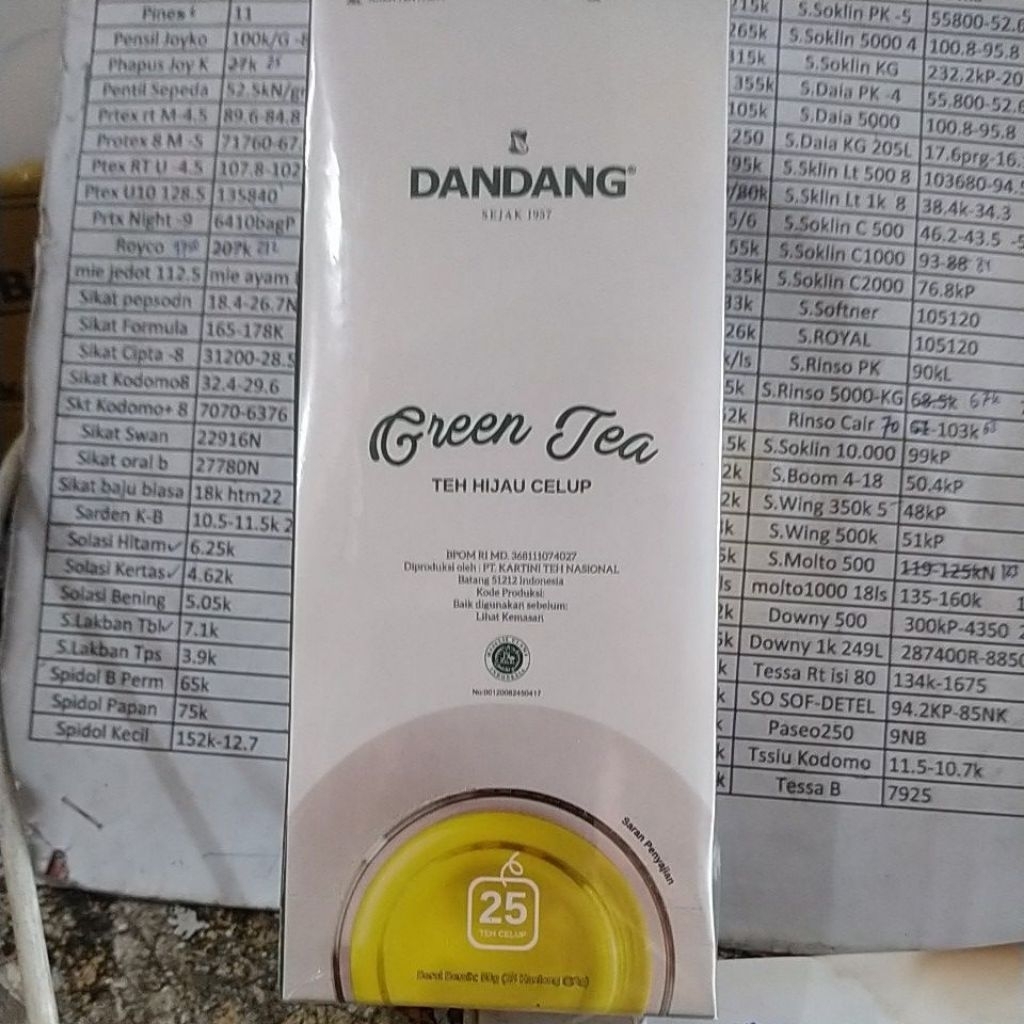 

TEH DANDANG GREEN TEA ISI 25, PER BOX