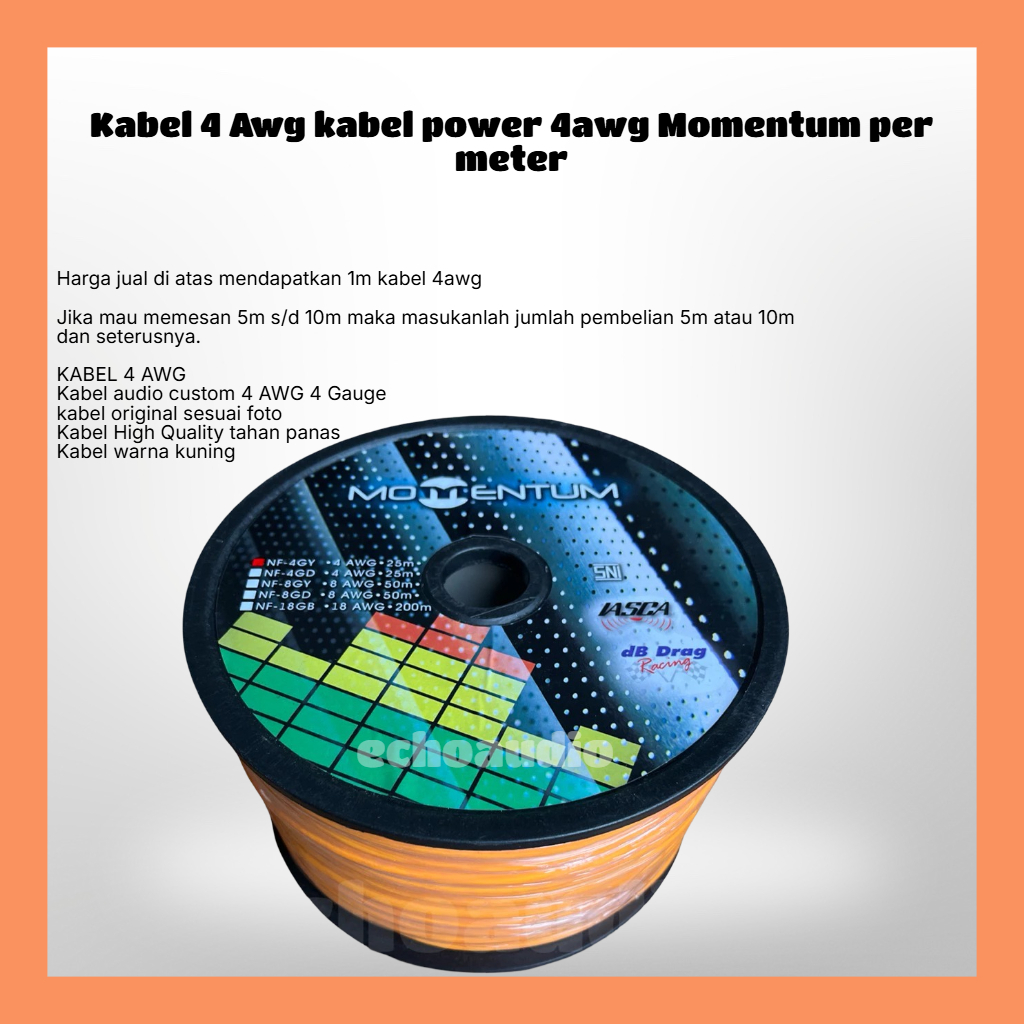 Kabel 4 Awg kabel power 4awg Momentum per meter
