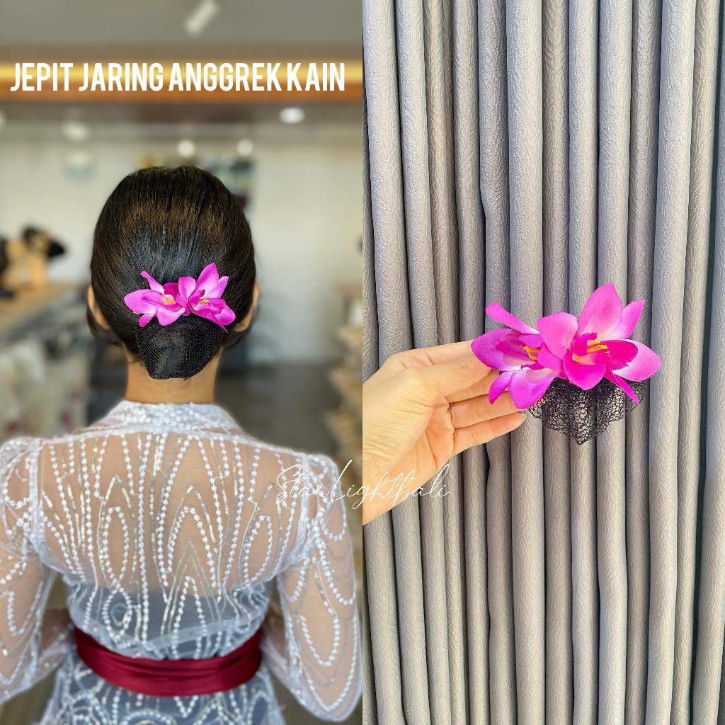 Starlight Bali || Jepit Jaring Anggrek Kain/JEPIT JARING ANGGREK KAIN / jepit bunga / hiasan sanggul