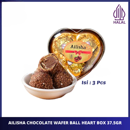 

Halal Chocolate Ailisha Wafer Ball Square Heart Shape Box 37.5gr