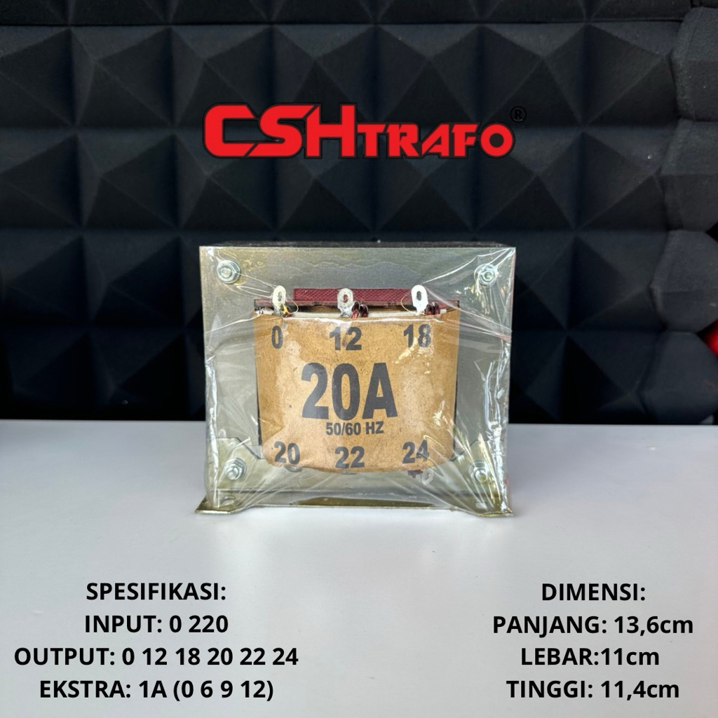 Trafo Kotak CSH Premium (MURNI) 20A 0-24V 100% Tembaga Murni