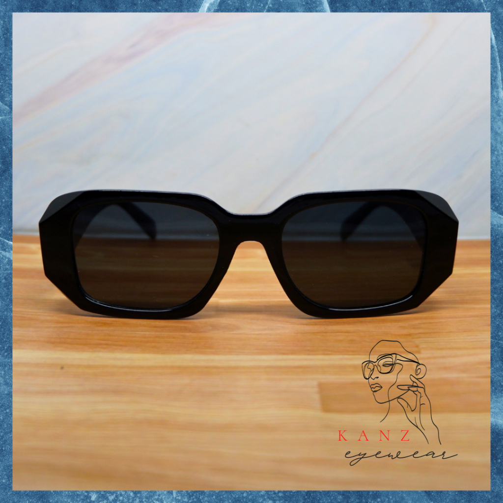 Kacamata Hitam Kotak Persegi Panjang Kecil Wanita Cewe Anti Silau Siang Malam