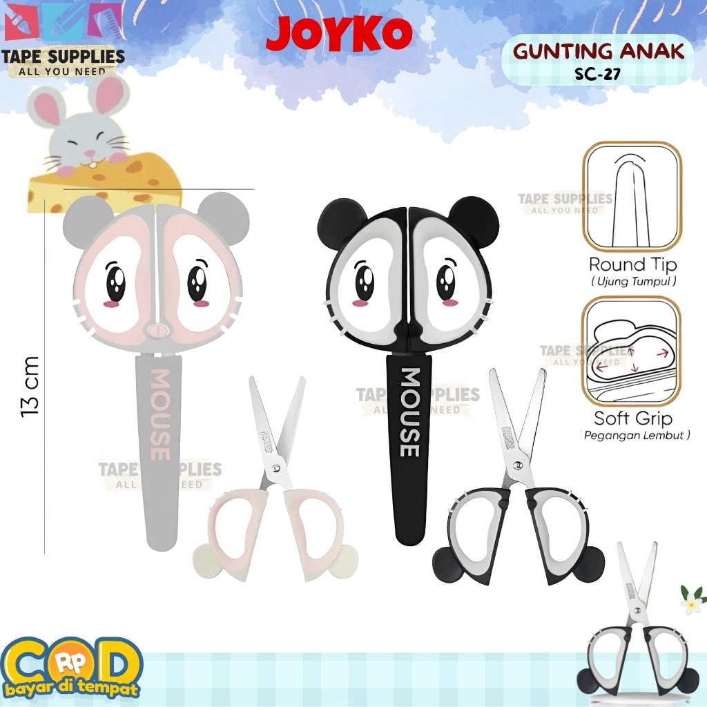 

Gunting Anak Joyko SC-27 Mouse – Ujung Tumpul Aman, Soft Grip Nyaman, Dengan Penutup