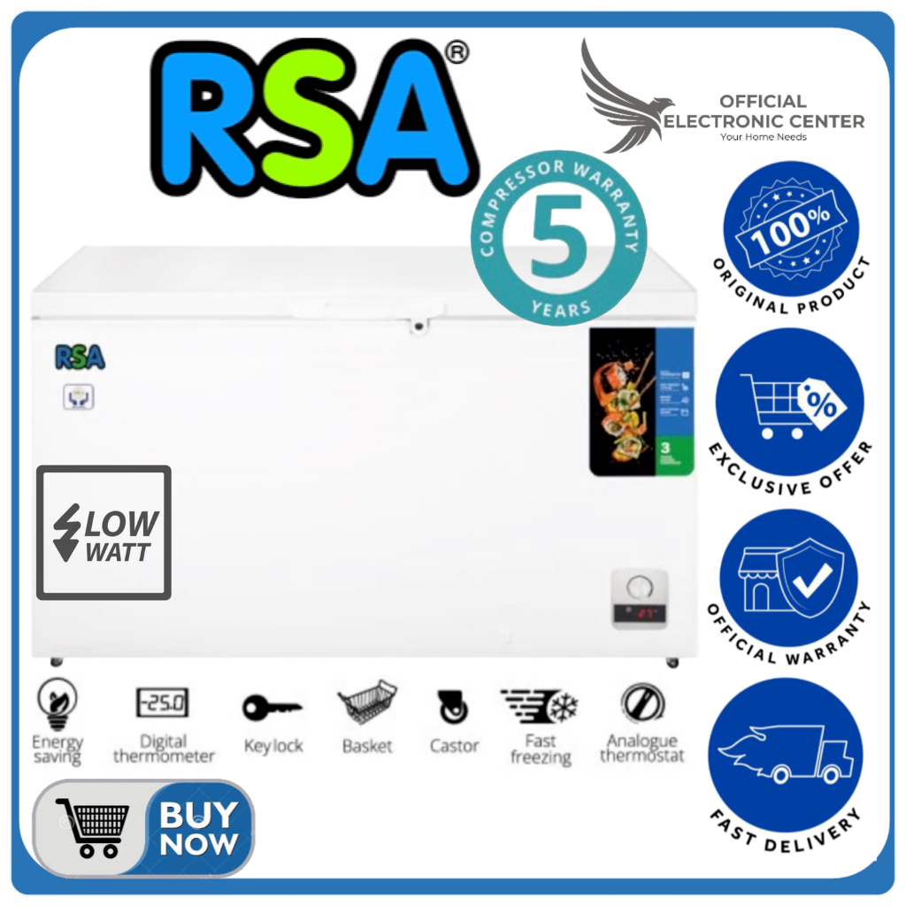 CHEST FREEZER RSA CF-310 CF310 CF 310 LEMARI PENDINGIN SUPER COOLING FREEZER BOX 310 LITER RSA SUPER