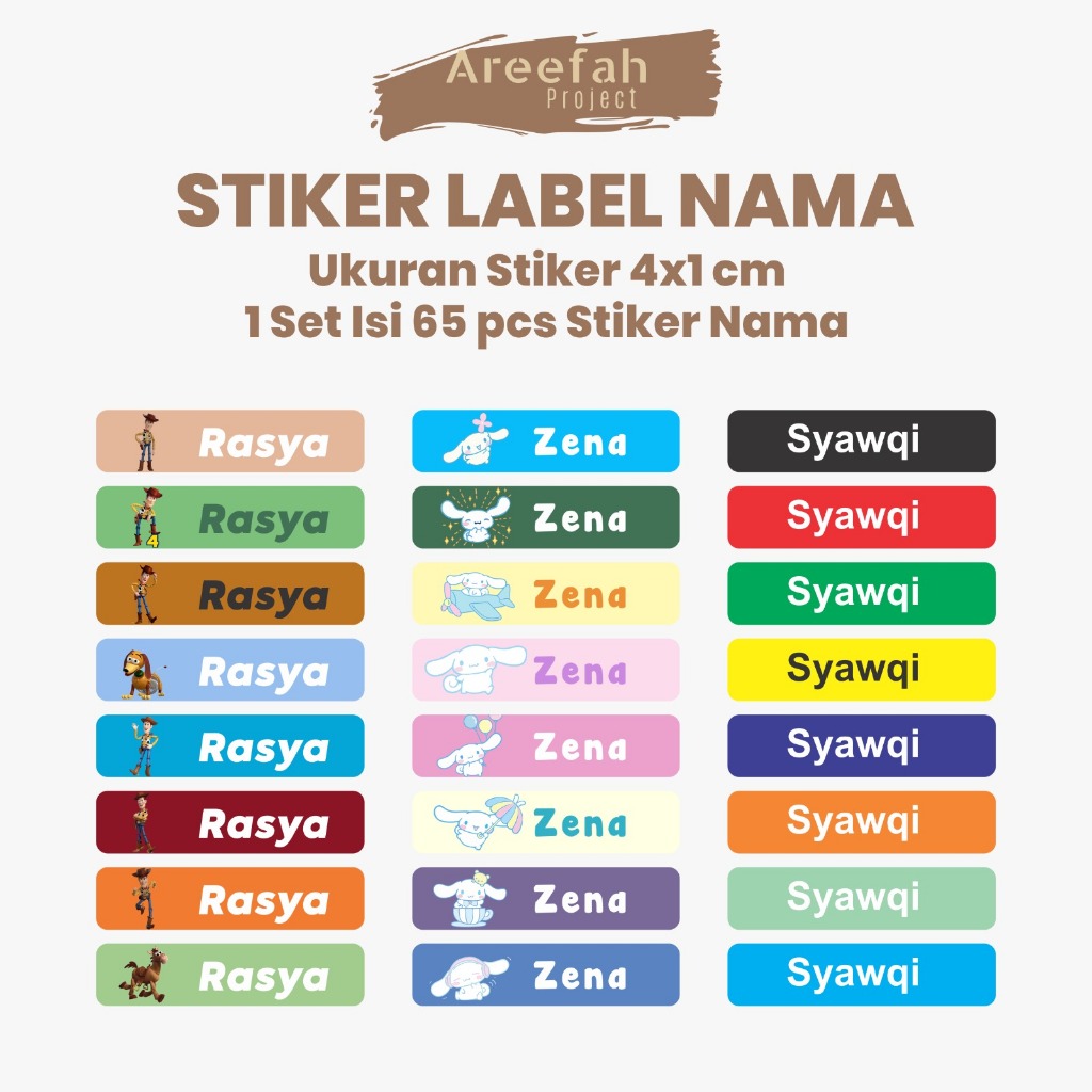 

Areefah Cetak Stiker Label Nama Alat Tulis 65 Pcs | Stiker Label Anak Sekolah | Desain Lucu Dan Kekinian