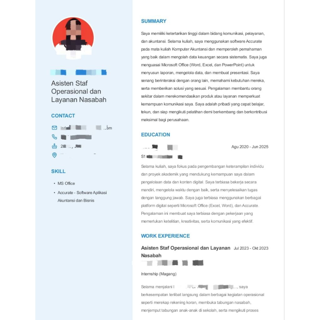 Jasa Pembuatan CV dan Surat Lamaran Kerja