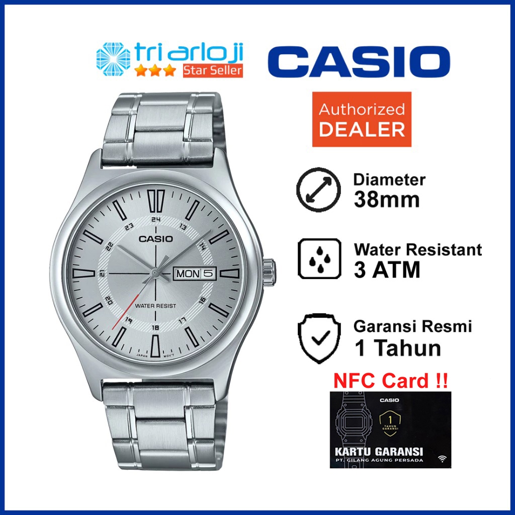 CASIO MTP-V006D-7CUDF Jam Tangan Pria Analog Tali Stainless - MTPV006D MTP-V006D-7C