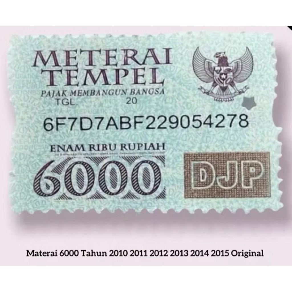 

Paket 20 Pcs Materai 6000 DJP 2010-2015 Asli Original