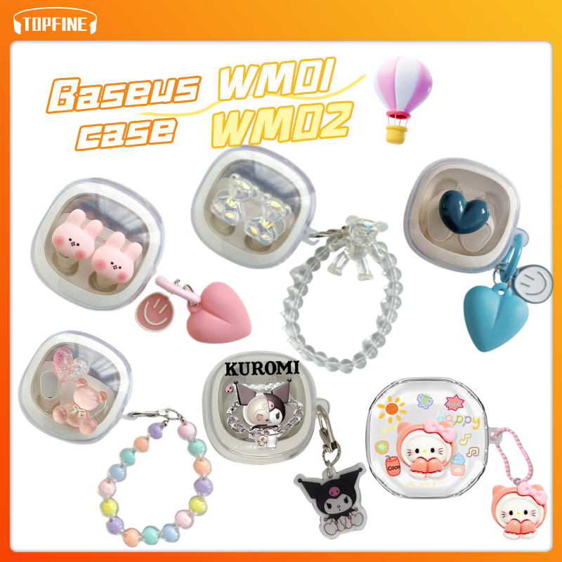 For Baseus WM01/ Baseus WM02 Case Bluetooth Headphone Case Protective Cover Creative Star Kirby Poke