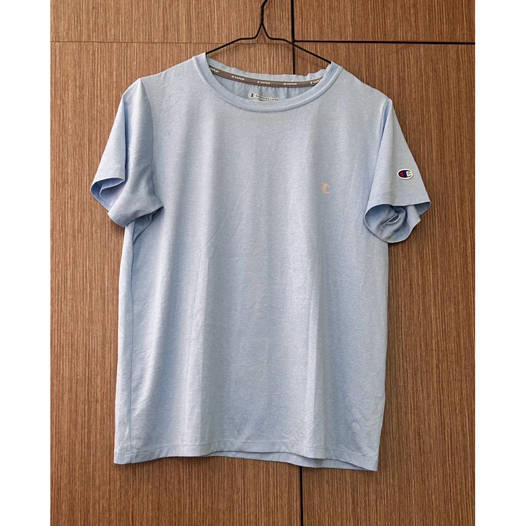 champion vapor performance baby blue tee kaos sport pl preloved thrift