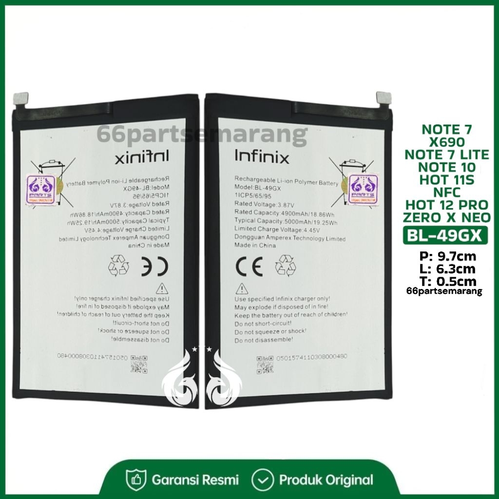 Baterai Batre Battery Infinix Note 7 / 7 Lite / 10 / Hot 11S NFC / Hot 12 Pro / Zero X Neo  X690 / X