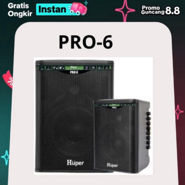 HUPER PRO6 SPEAKER PORTABELE HUPER 6,5” HUPER PRO-6 ORIGINAL GARANSI RESMI