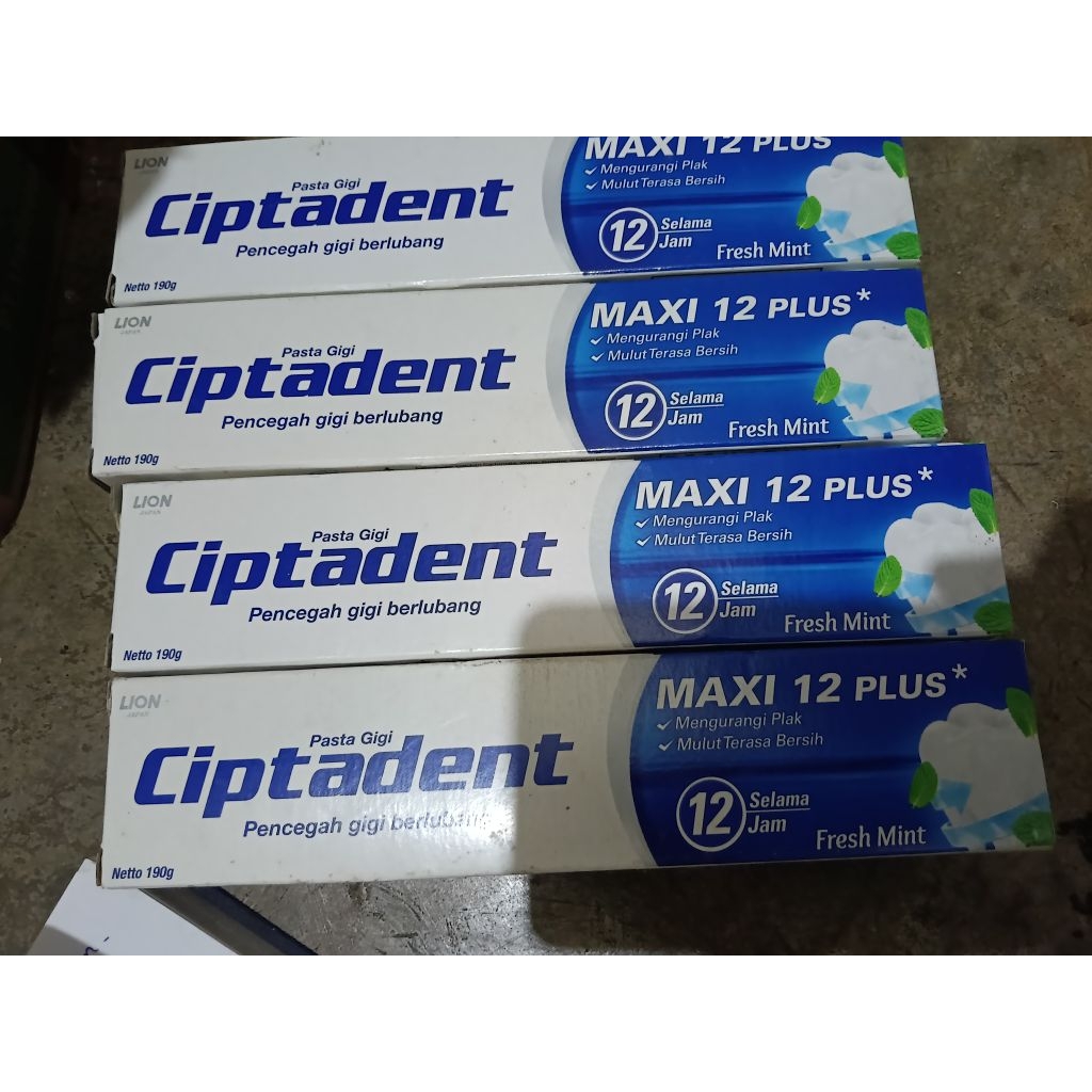 PASTA GIGI CIPTADENT PENCEGAH GIGI BERLUBANG MAXI 12 FRESH MINT. CIPTADENT 190GR. CIPTADENT MAXI 12P