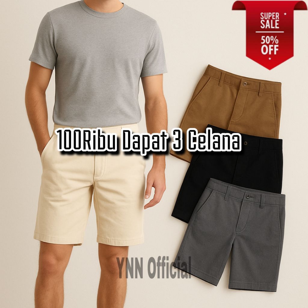 Celana Pendek Pria 100Ribu Dapat 3 Celana