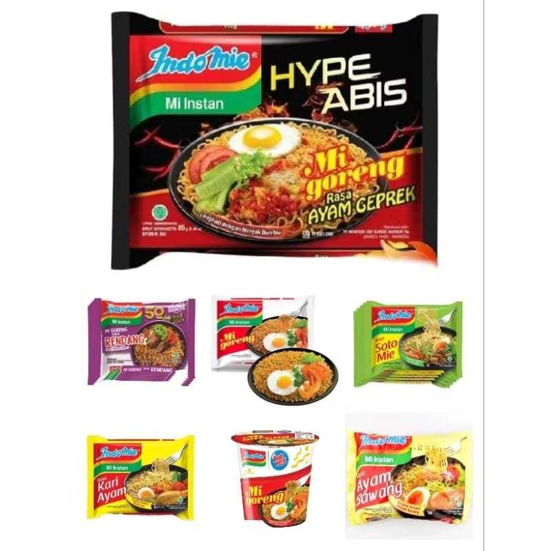 

INDOMIE Mie Goreng/Rasa Rendang/Soto Mie/Kari Ayam/Ayam Bawang/POPMIE Ecer