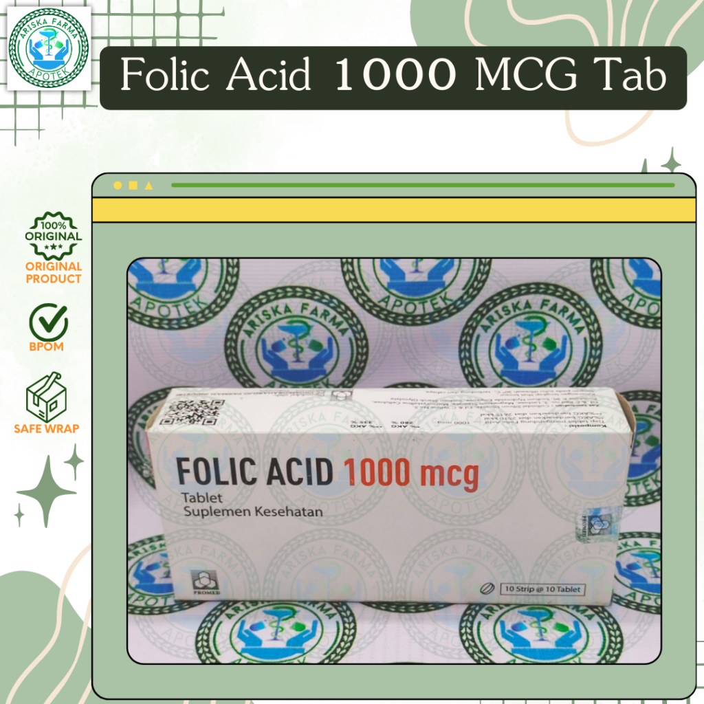 Folic Acid 1000 MCG Tab per strip