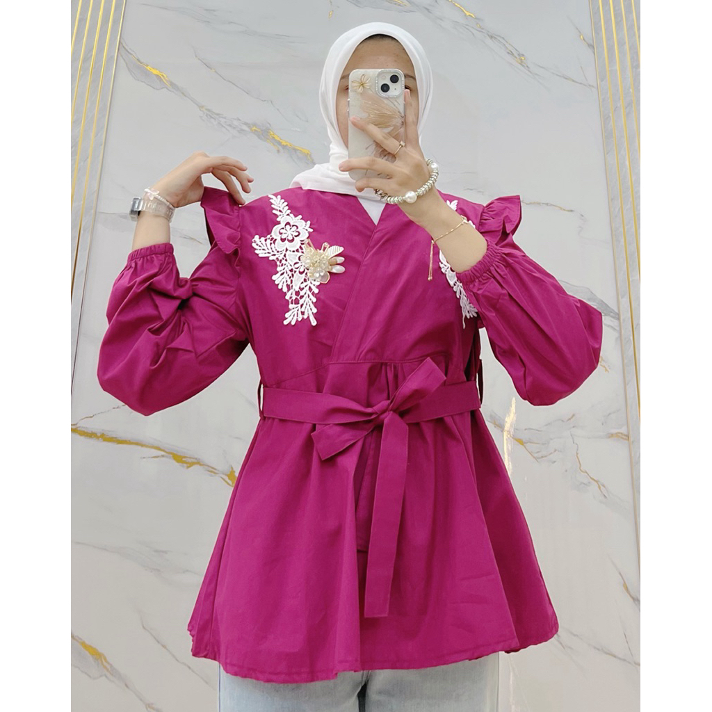 S.E.W atasan kimono bordir shirt