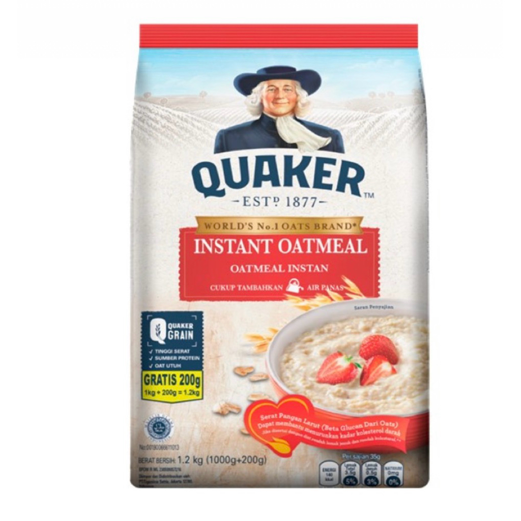 

Quaker oatmeal instant instan kapten 1200 1,2 kg 1,2kg 1.2kg 1,2 kg ori full size