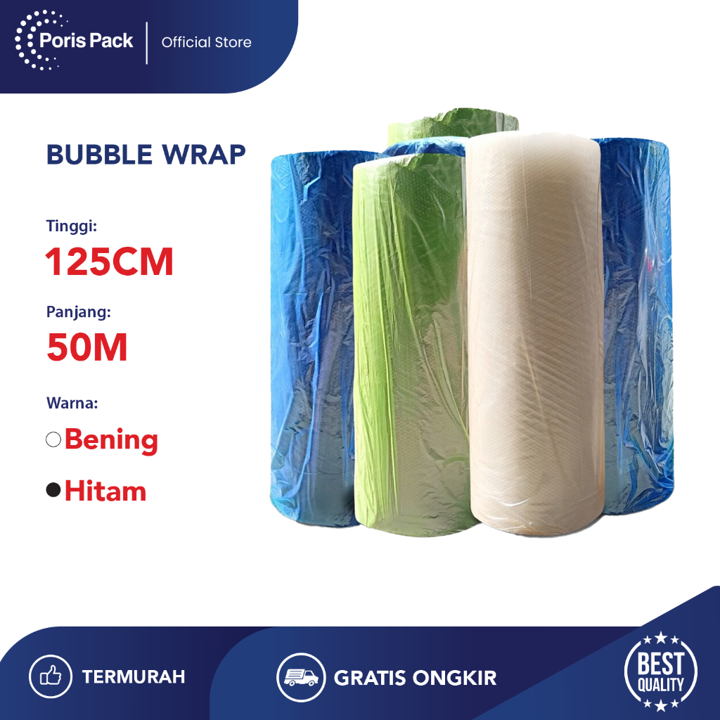 

[Gojek/Grab/Spx] Bubble Wrap Bening Hitam 125 cm x 50 meter
